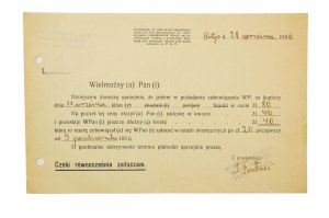 Továrna na kilimy Simon Trutner, Pistyń k. Kolomyja, DOPORUČENÍ o dlužném zůstatku za kilim, ze dne 28.IX.1936, [AW2].