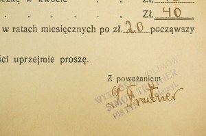 Wytwórnia kilimów Simon Trutner, Pistyń k. Kołomyi, PRZYPOMNIENIE o reszcie należności za kilim, datowane 28.IX.1936r., [AW2]