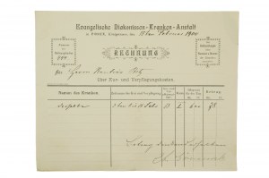 Evangelische Diakonissen Kranken Anstalt [Evangelische Diakonissen Kranken Anstalt] , RECHNUNG über die Kosten für Behandlung und Verpflegung, vom 15. Februar 1900, [AW2].