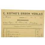 [Głubczyce] C. KOTHE'S ERBEN Verlag / Wydawnictwo, RACHUNEK z dnia 14.2.1944r. [AW2]