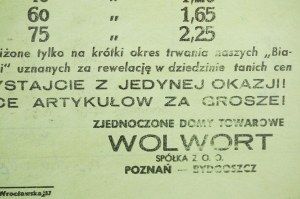 Zjednoczone Domy Towarowe WOLWORT Spółka z o.o. Volantino pubblicitario Poznań-Bydgoszcz per le 