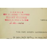 Hanna Ossorya School of Stage and Film Acting LETTER to actress Zofia Koreywo-Leitgeber for payment for school tuition, 26.X.1936, [AW2].