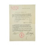 Hanna Ossorya School of Stage and Film Acting LETTER to actress Zofia Koreywo-Leitgeber for payment for school tuition, 26.X.1936, [AW2].