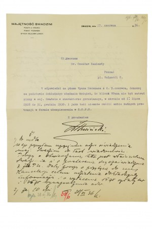 Majętność SWADZIM pow. poznański KORESPONDENCJA z dnia 17 czerwca 1936r. [AW2]