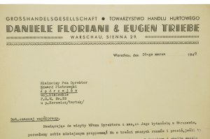 Daniele Floriani & Eugen Triebe Wholesale Trade Association, Warsaw March 26-March 1940, [AW2].
