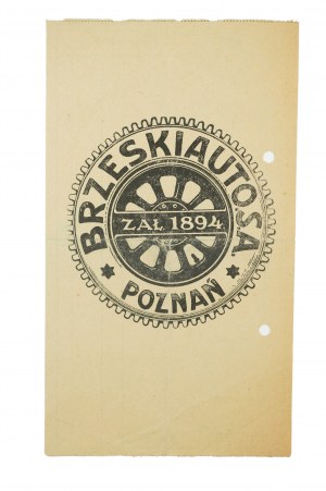 BRZESKI AUTO S.A. Poznaň, FAKTURA za garáž, ze dne 8.XI.1935, [AW2].