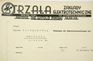 STRZAŁA Zakłady Elektrotechniczne inż. Ewarysta Namysła, Poznań Al. Marcinkowskiego 20