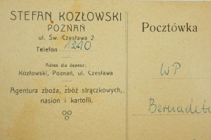 Stefan Kozłowski Agentura zboża, zbóż strączkowych, nasion i kartofli, POCZTÓWKA z reklamą, [AW3]