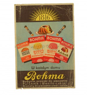 BOHMA 1816 In ogni casa 'Bohma', pubblicità originale a colori con ricette sul retro, [AW3].