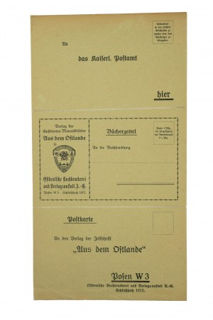Ostdeutsche Buchdruckerei und Verlagsanstalt, OBJEDNÁVKA TLAČE na predplatné mesačníka 