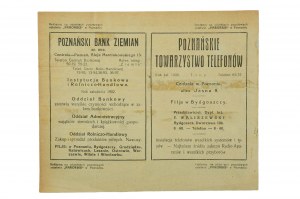 TELEGRAM z 19.IV.1925 s reklamou Poznański Bank Zeman Poznańskie Towarzystwo Telefonów na zadnej strane, [AW3].
