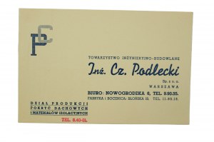 Towarzystwo Inżynieryjno-Budowlane Inż. Cz. Podlecki Sp. z o.o. Varsovie, imprimé avec publicité de l'entreprise, [AW3].