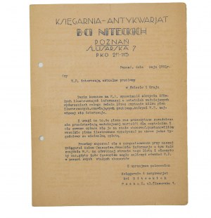 Kníhkupectvo - Antykwariat Braci Niteckich Poznań 7 Ślusarska ulica, FARBA ČASU za nízku cenu W.P. má možnosť získať presné ilustrované informácie (...) Poznań máj 1931r., [AW3].