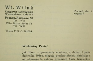Wł. Wilak Księgarnia i Antykwariat, Wydawnictwo Książek, Poznań ul. Podgórna 10, ANZEIGE für das Buch 