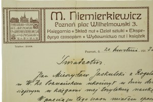 M. Niemierkiewicz, Poznań Plac Wilhelmowski 3 Bookshop, CERTIFICATO di apprendistato di 3 anni in libreria, fotografia di Marian Niemierkiewicz, datata 20 aprile 1913, [AW3].