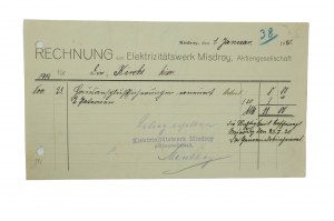 ELEKTROWNIA Międzyzdroje [Elektrizitätswerk Misdroy] RECHNUNG vom 1. Januar 1920, [AW3].