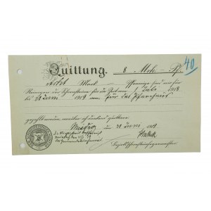 Mistrz kominiarski [Der Schornsteinfeger Meister] KWIT ZAPŁATY za usługi kominiarskie w okresie lipiec 1918 - czerwiec 1919r., datowany 30 czerwiec 1919r., [AW3]
