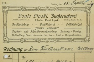 Leon Lipski Buchdruckerei Misdroy [Miedzyzdroje Printing House] ACCOUNT dated September 15, 1919, [AW3].