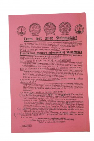 What is Steinmetz bread? ADVERTISEMENT of bread and the milling method POMORIAN PUMPERNIKIEL dessert bread for connoisseurs and gourmets, [N].