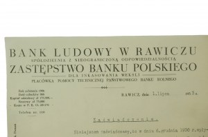 People's Bank in Rawicz, print with company letterhead, dated July 1, 1933. - Malwina von Lagendorff, Kawcze estate