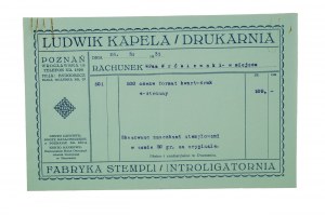 Imprimerie Ludwik Kapela, POZNAŃ ul. Wrocławska 18, facture pour 500 proclamations, datée du 26.3.1931, [N].