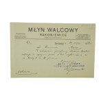 Młyn Walcowy RAKONIEWICE, powiat Wolsztyn, KORESPONDENCJA na druku z nagłówkiem firmowym, datowany 17.3.1926r., [N]