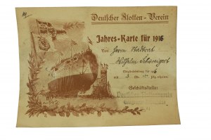 Deutscher Flotten Verein Jahres Karte für 1916 [karta pro rok 1916], [N].