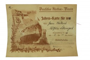Deutscher Flotten Verein Jahres Karte für 1916 [card for 1916], [N].