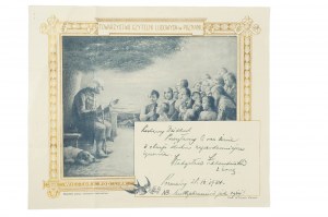 Télégramme patriotique de la Société de lecture populaire de Poznań - Soirées sous le tilleul, publié par Antoni Rose à Poznań, daté de Poznań 28.10.1924.