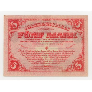 Russia, Mitava, Western Volunteer Army, 5 marks 1919 with dry stamp (17)