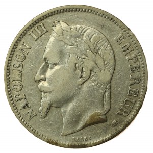 France, Napoleon III, 5 francs 1868 BB, Strasbourg (106)