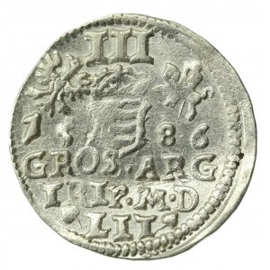 Stefan Batory, Trojak 1586, Vilnius, erb Pruska (924)