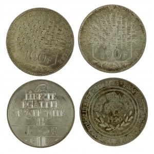 France, Fifth Republic, 100 francs 1982-1990 A, Paris. 4 pieces total. (411)