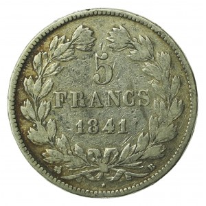 France, Louis Philippe I, 5 francs 1841 B, Rouen (511)