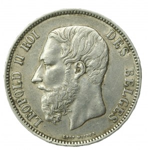 Belgicko, Leopold II, 5 frankov, 1874 (527)