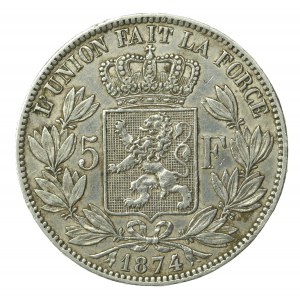 Belgia, Leopold II, 5 Franków, 1874 (527)