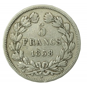 France, Louis Philippe I, 5 francs 1838 A, Paris (529)