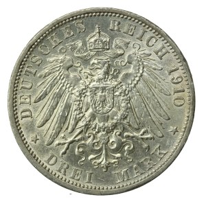 Germany, Research, Frederick II, 3 marks 1910 G, Karlsruhe (534)