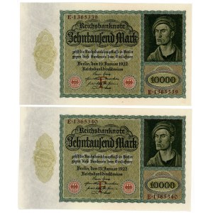 Niemcy, zestaw 10.000 marek 1922. Razem 5 szt. Kolejne numery (621)