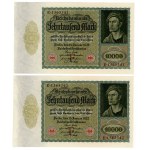 Niemcy, zestaw 10.000 marek 1922. Razem 5 szt. Kolejne numery (621)