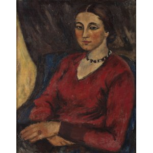 Fedkowicz Jerzy (1891 - 1959), Portret kobiety w czerwonej bluzce