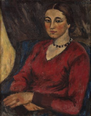 Fedkowicz Jerzy (1891 - 1959), Portret kobiety w czerwonej bluzce