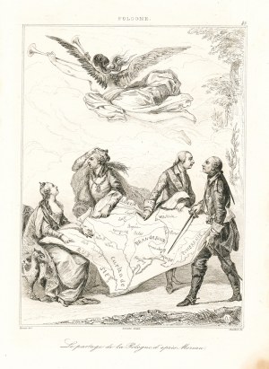CHAILLOT, rytownik; JEAN-MICHEL MOREAU (1741-1814), autor rysunkowego pierwowzoru, ALEGORIA ROZBIORU POLSKI W 1772, 1840