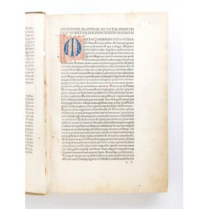 PLATINA. VITA DEI PONTEFICI PRIMA EDIZIONE 1479. Venezia Johannes de Colonia and Johannes Manthen, 11 giugno 1479