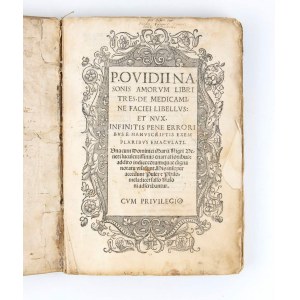 OVIDIUS PUBLIUS AMORUM LIBRI TRES. DE MEDICAMINE FACIEI LIBELLUS ET NUX Venezia 1518