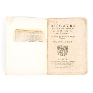 DE PRONY. Discours de la resiovissance de messieurs les princes. Paris 1617
