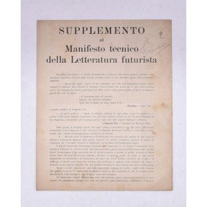 SUPPLEMENTO AL MANIFESTO TECNICO DELLA LETTERATURA FUTURISTA. 1912.