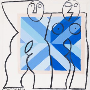 Andrew Folfas, Double nude with blue abstraction, 2002