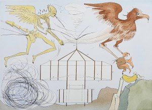 Salvador Dali, Hommage à Leonardo Da Vinci - L'Aéroplane, 1975