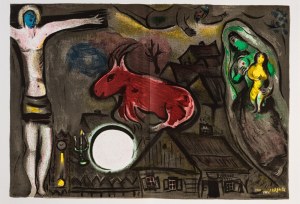 Marc Chagall, Mistyczne ukrzyżowanie z albumu ''Derrière le Miroir”, 1950